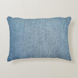 Blaue Jeans mit Säurewaschung, Denim-Textur. Dekokissen