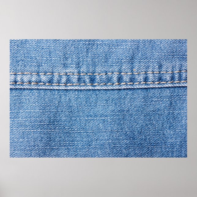 Blaue Jeans nähen Textur in der Nähe.  Poster (Vorne)