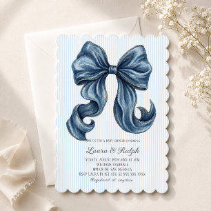 Blaue Jeans Schleife Baby Shower Einladung