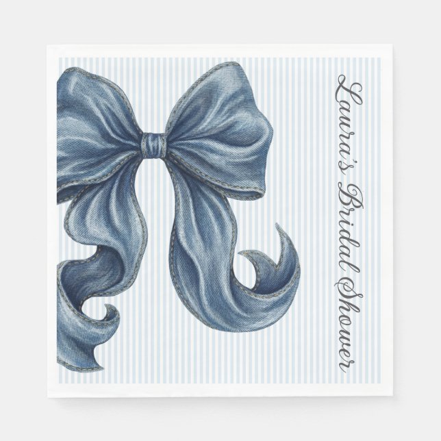 Blaue Jeans Schleife Brautparty Serviette (Vorderseite)
