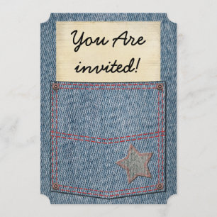 Blaue Jeans-Taschen-Party Einladungen
