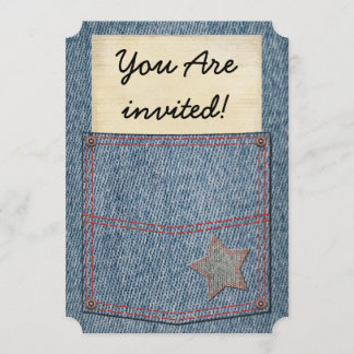 Blaue Jeans-Taschen-Party Einladungen
