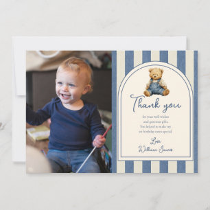 Blaue Jeans Teddybär Foto Geburtstag Dankeskarte