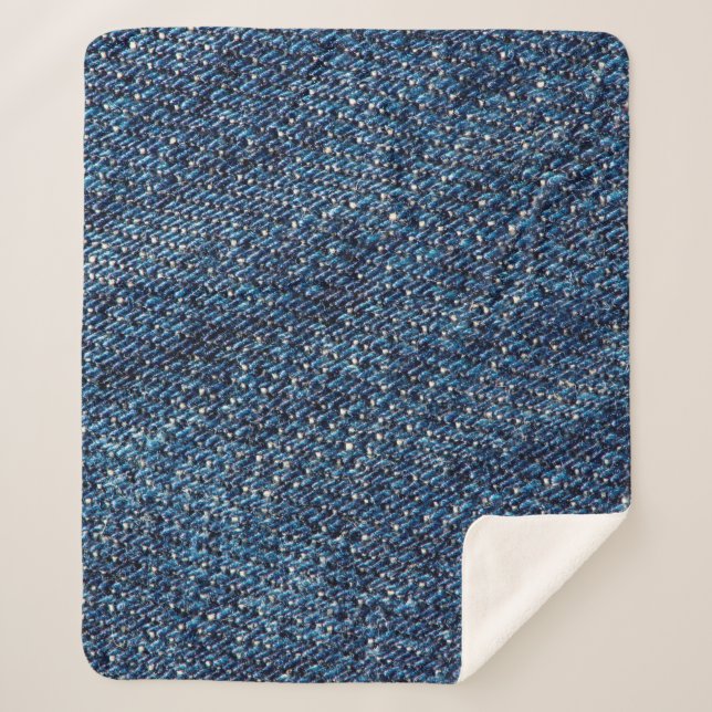 Blaue Jeans Textur Hintergrund. Sherpadecke (Vorderseite)