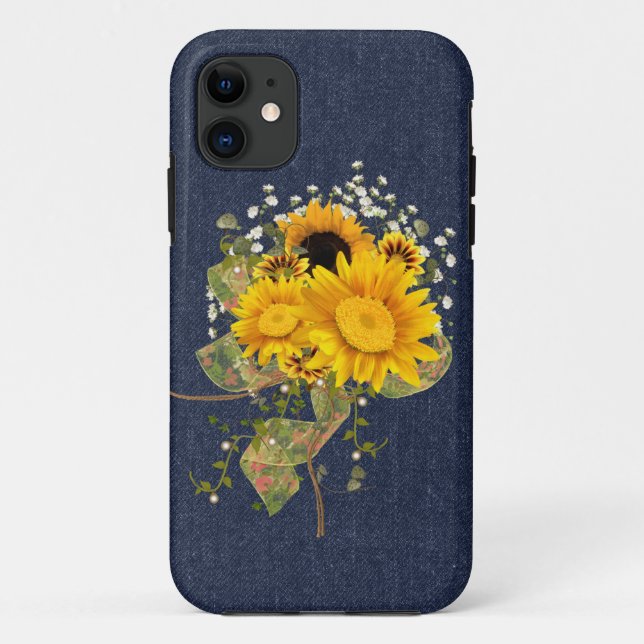 Blaue Jeans und Sonnenblumen Case-Mate iPhone Hülle (Rückseite)
