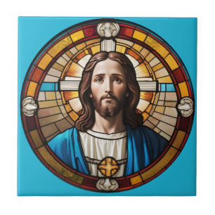 Blaue Jesus-Christ-Imitat Festglas Fliese
