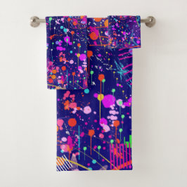 Blaue Jubiläums-Abstraktkunst Badhandtuch Set