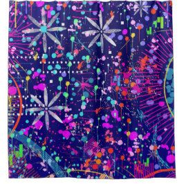 Blaue Jubiläums-Abstraktkunst Duschvorhang