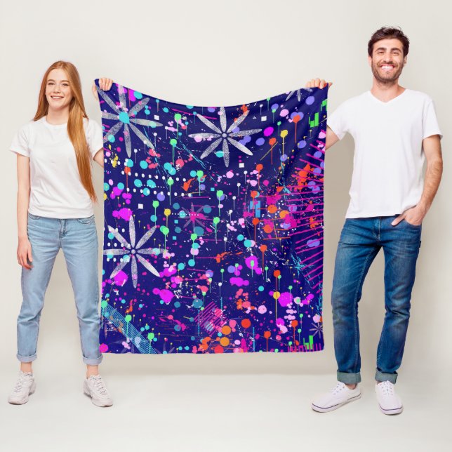 Blaue Jubiläums-Abstraktkunst  Fleecedecke (Beispiel)