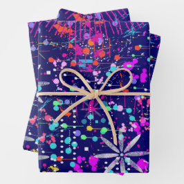 Blaue Jubiläums-Abstraktkunst Geschenkpapier Set
