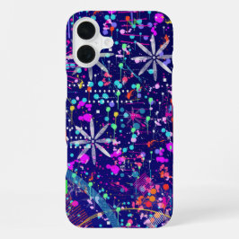 Blaue Jubiläums-Abstraktkunst iPhone 16 Plus Hülle