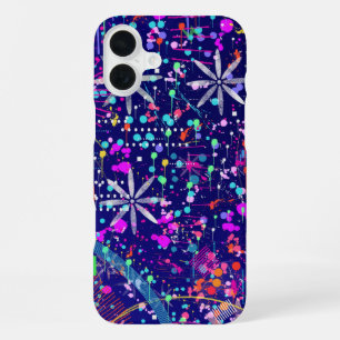 Blaue Jubiläums-Abstraktkunst iPhone 16 Plus Hülle