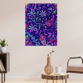 Blaue Jubiläums-Abstraktkunst Poster