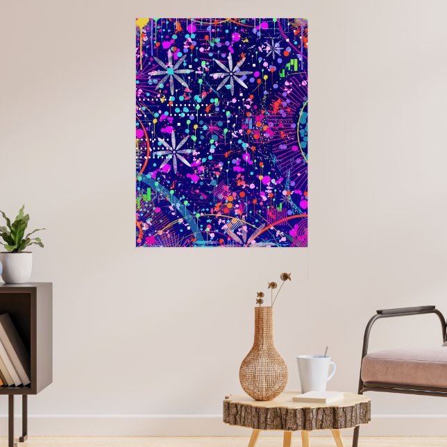 Blaue Jubiläums-Abstraktkunst  Poster (Wohnzimmer 3)