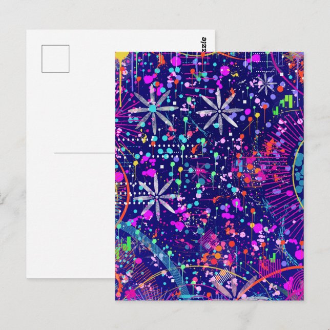Blaue Jubiläums-Abstraktkunst  Postkarte (Vorne/Hinten)