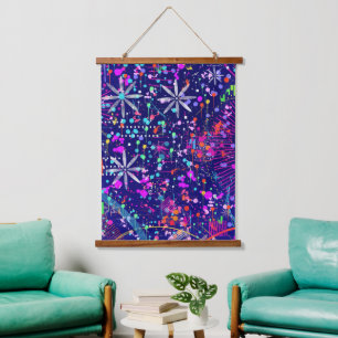 Blaue Jubiläums-Abstraktkunst  Wandteppich Mit Holzrahmen