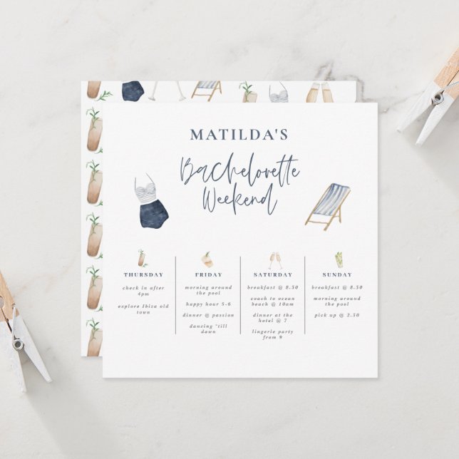 Blaue, junge Bachelorette (Vorderseite/Rückseite Beispiel)