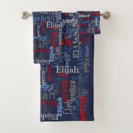 Blaue Jungen nennen Text Grafik Elijah Handtücher
