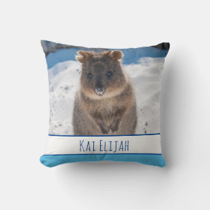 Blaue Jungen Personalisierte Quokka Strand Kissen