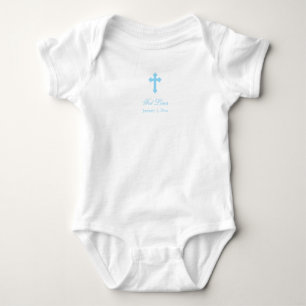 Blaue Jungen-Taufe des Kreuz- Baby Strampler