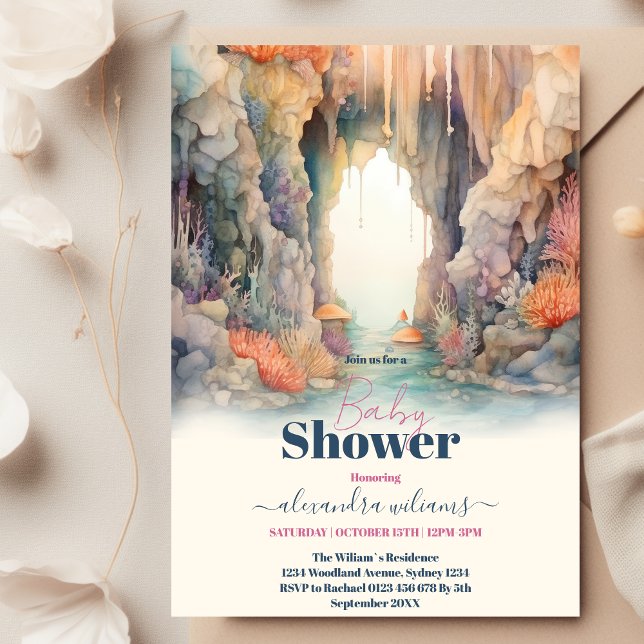 Blaue Jungen unter der Meereslebewesen Babydusche Einladung (Von Creator hochgeladen)