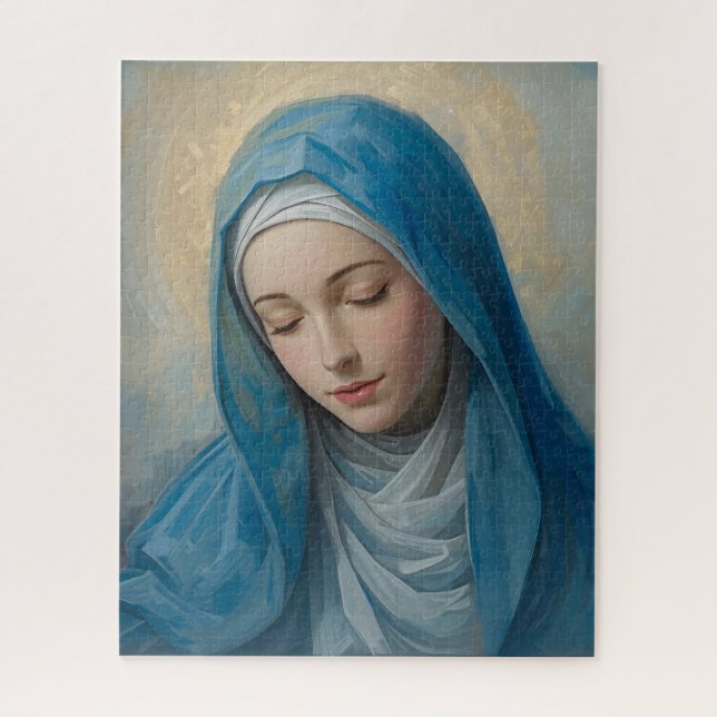 Blaue Jungfrau-Maria-Bild Puzzle (Vertikal)