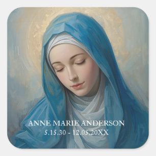 Blaue Jungfrau Maria Gedenkstätte Quadratischer Aufkleber