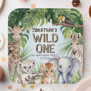 Blaue Jungle Tiere Wild One Safari Thema Pappteller
