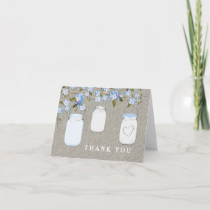 Blaue Jute-Mason-Glas-Dankeschön Dankeskarte