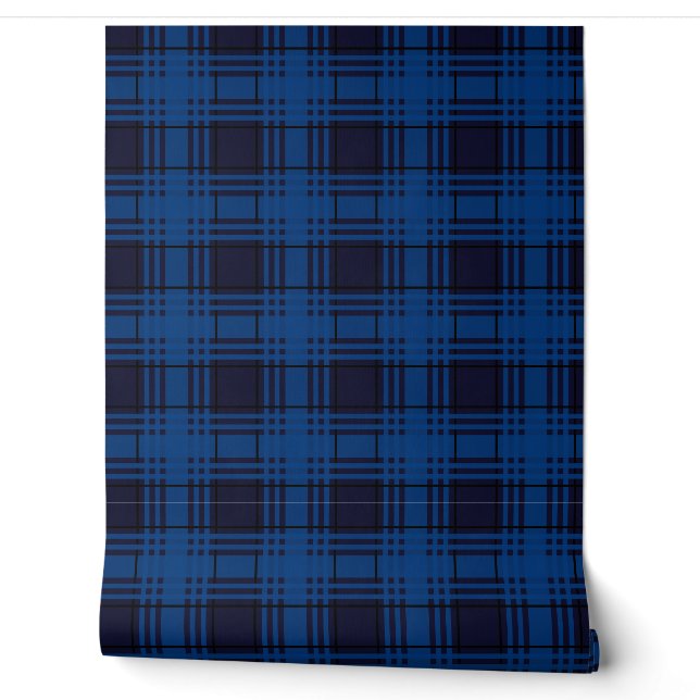 Blaue Juwel-Tartan-Karo Tapete (Abrollen)