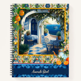 Blaue Kacheln aus sizilianischem Mittelmeer Notizbuch