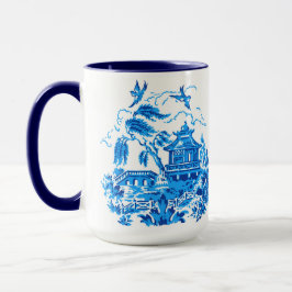 Blaue Kaffeetasse des Weide-China-Entwurfs-15oz