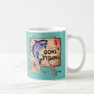 Blaue Kaffeetasse 'Gone Fishing'