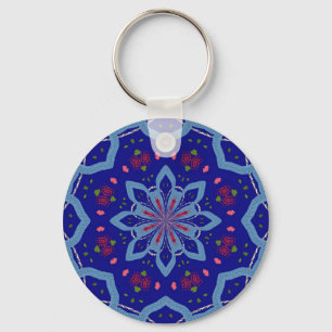 Blaue Kaleido Art Schlüsselanhänger