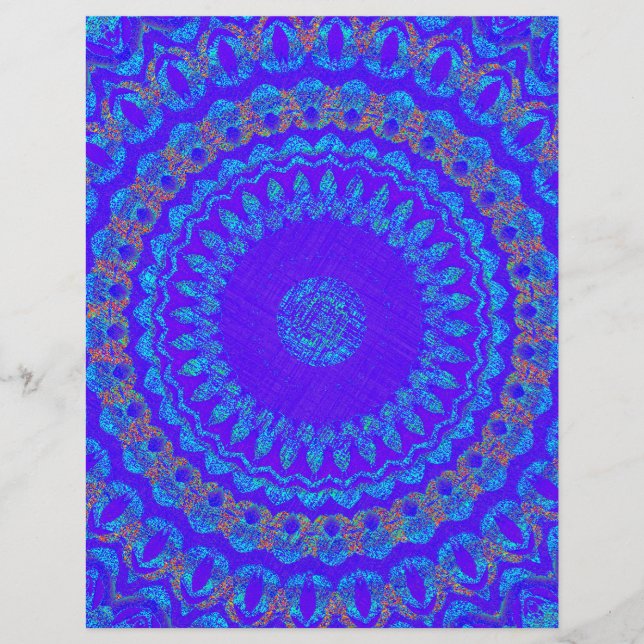 Blaue Kaleidoskop-Massen-Scrapbook-Papier-Seiten Flyer (Vorne)