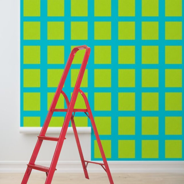 blaue Kalkgrün-Quadrate P Tapete (Peel and Stick Wallpaper Blue Lime Green Squares P Wallpaper)