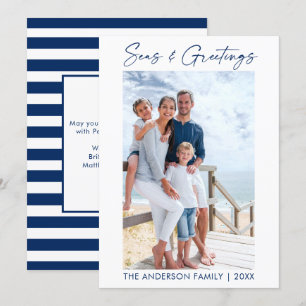 Blaue Kalligrafie-Farbtöne und gestrichene Grüße Feiertagskarte