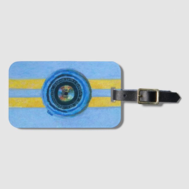 Blaue Kamera Gepäckanhänger (Vorderseite (Horizontal))