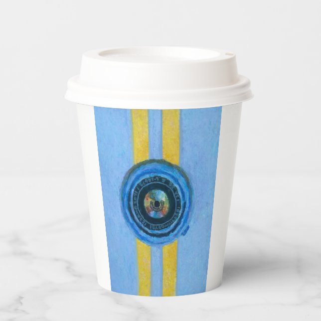 Blaue Kamera Pappbecher (Vorderseite)