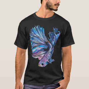 Blaue Kampffisch-Aquarellmalerei Druck blau T-Shirt