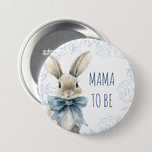 Blaue Kaninchen-Mama als Babydusche Button