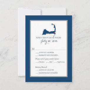 Blaue Kapuze mit Herz RSVP-Menü Hochzeiten RSVP Karte