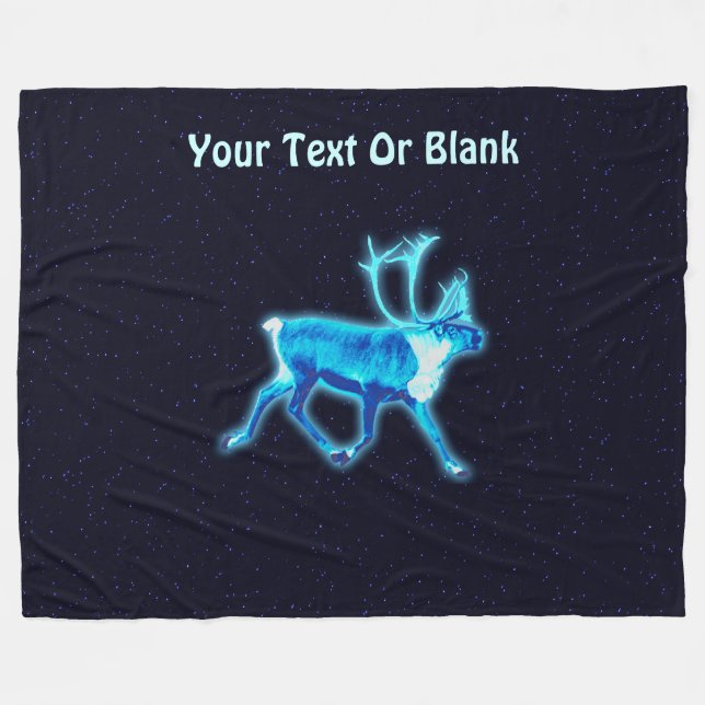 Blaue Karibik (Reindeer) Fleecedecke (Vorderseite (Horizontal))