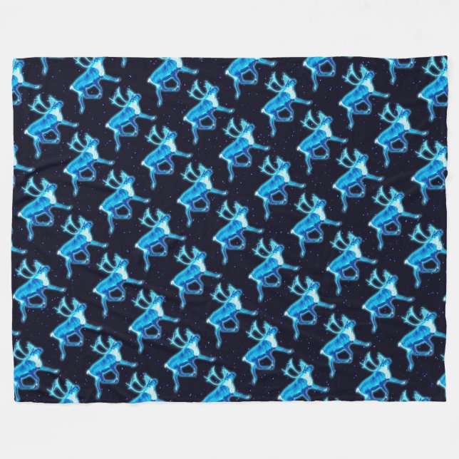 Blaue Karibik (Reindeer) Fleecedecke (Vorderseite (Horizontal))