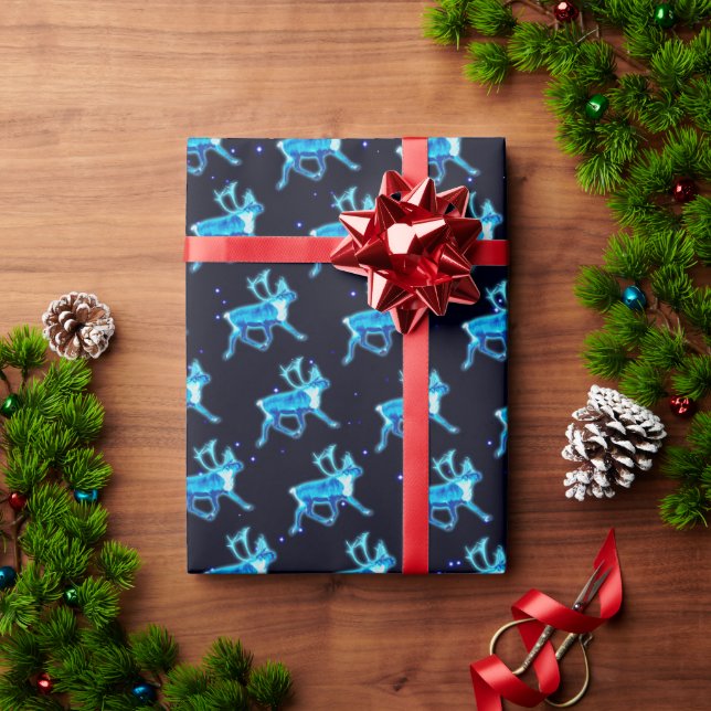 Blaue Karibik (Reindeer) Geschenkpapier (Feiertagsgeschenk)