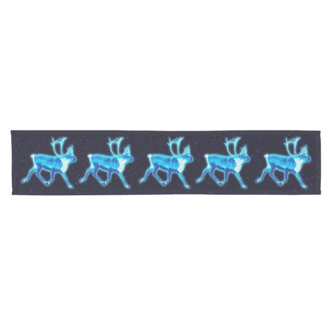 Blaue Karibik (Reindeer) Kurzer Tischläufer (Horizontal)