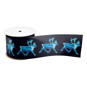 Blaue Karibik (Reindeer) Satinband