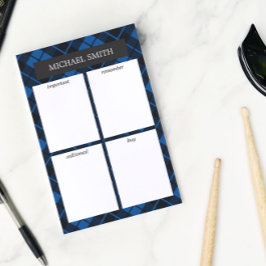 Blaue Karierte 4 Kategorien für Listen Post-it Klebezettel