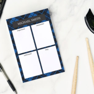 Blaue Karierte 4 Kategorien für Listen Post-it Klebezettel