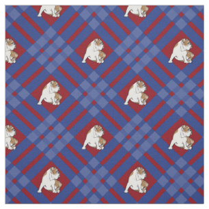 Blaue karierte Bulldogge Stoff